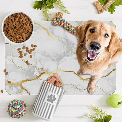 Marble Dog Food Mat for Floors, Cat Dog Bowl Mats for Food and Water, Non-Slip - Image 7