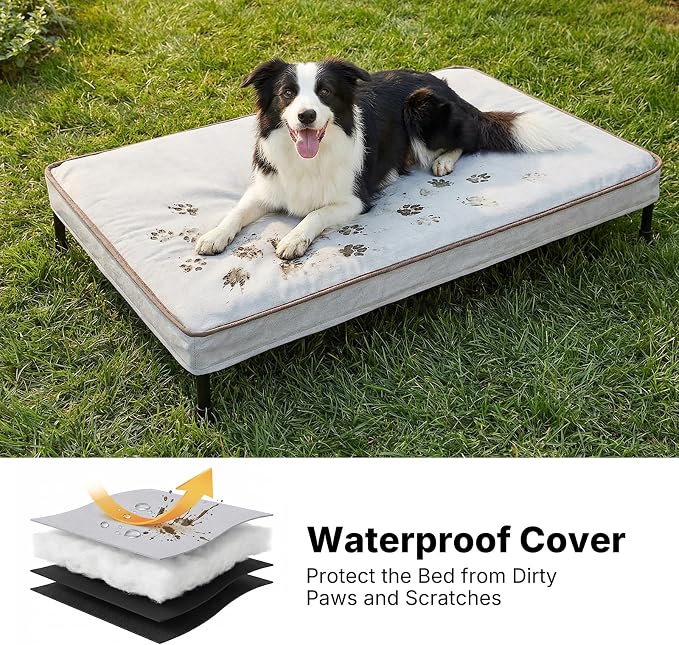 Veehoo Elevated Dog Bed with Waterproof Cushion Mat, Cooling Raised Dog Beds - Image 2