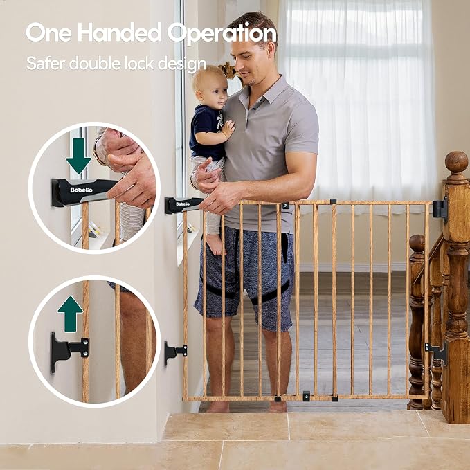 Babelio Baby Gate for Stairs & Doorways, 26-43" W 28" H No Bottom Bar| Easy - Image 5