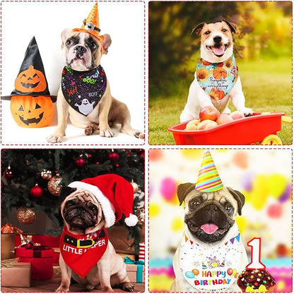 Weewooday 9 Pcs Holiday Dog Bandanas St' Patrick's Day Easter Bandanas Birthday - Image 7