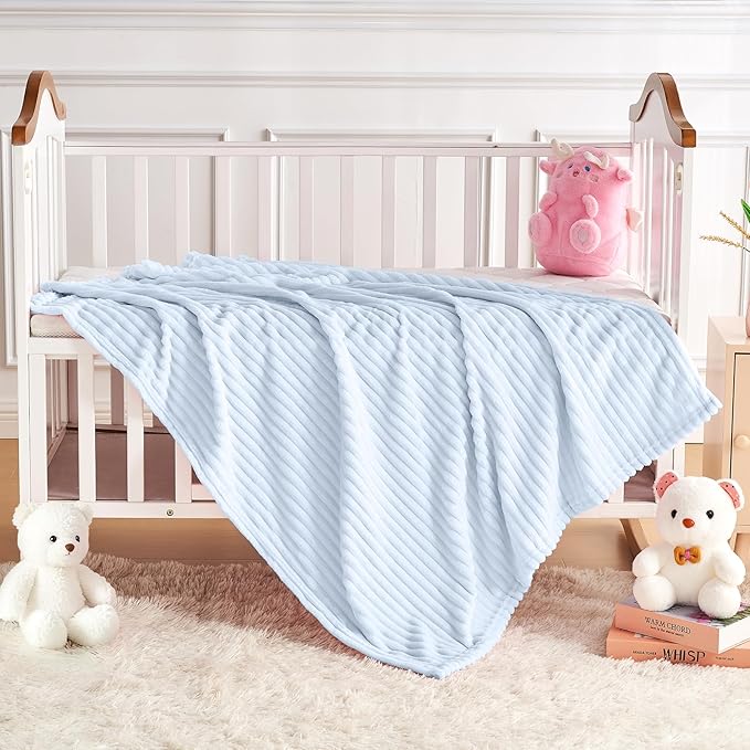 Soft Fleece Baby Blanket Ultra Cozy Blue Baby Blankets - Image 5