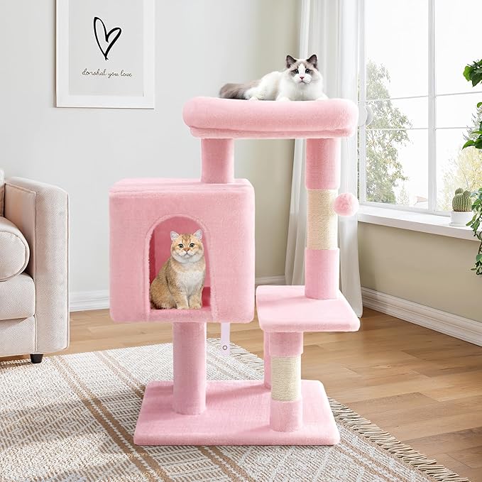 Allewie 29 Inches Cat Tree Tower/Plush Perches Platform/Condo/House/Sisal by Allewie