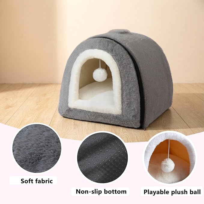 Cat Bed for Indoor Cats，Foldable cat cave，Anti-Slip & Water-Resistant - Image 6