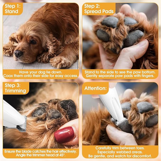 1PC Dog Paw Trimmer with LED Light, 35dB Low Noise Precision Pet Paw Trimmer - Image 6