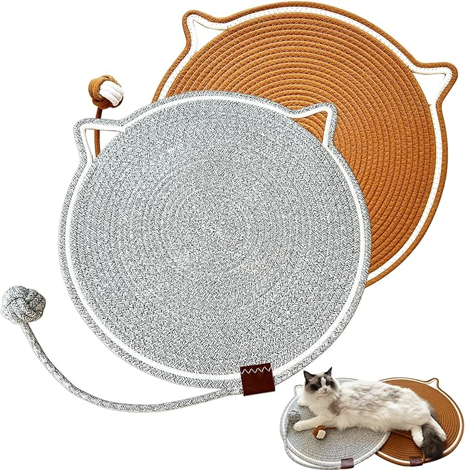 Cat Scratching Mat Natural Cotton Rope Cat Scratching Pad, Large Size Scratcher by CoveCozy
