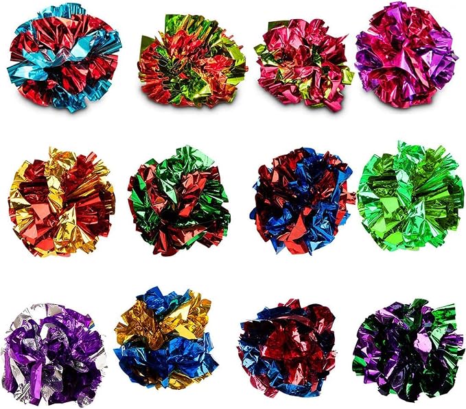 SunGrow 12 Pack Cat Crinkle Balls by SunGrow