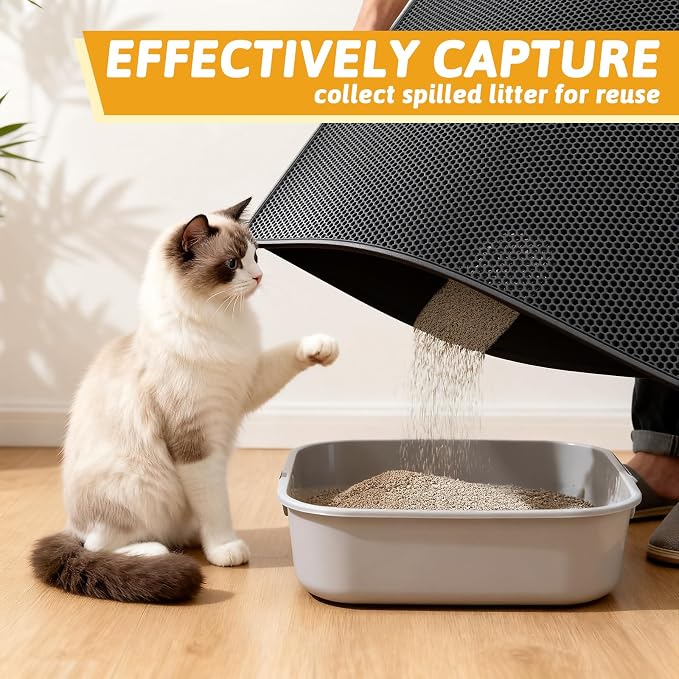 Pieviev Cat Litter Mat Double Layer Waterproof Urine Proof Trapping Mat 1 Pack) - Image 5