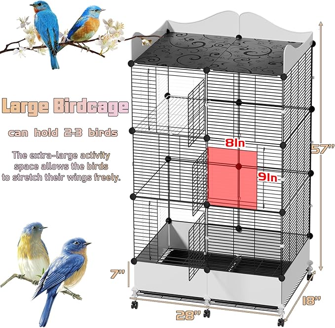 Encrypted Bird Cage Large Bird Cages 57-Inch, Top Storage Space, Bottom Splash - Image 5