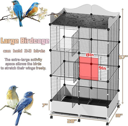 Encrypted Bird Cage Large Bird Cages 57-Inch, Top Storage Space, Bottom Splash - Image 5