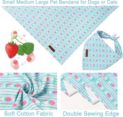 Summer Dog Bandana, UP URARA PUP Strawberry and Bowknot Triangle Bid Scarf - Image 3
