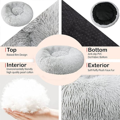 Calming Dog Bed for Medium Dogs Washable Donut 30 inches Anti-Slip Pet Bed - Image 3
