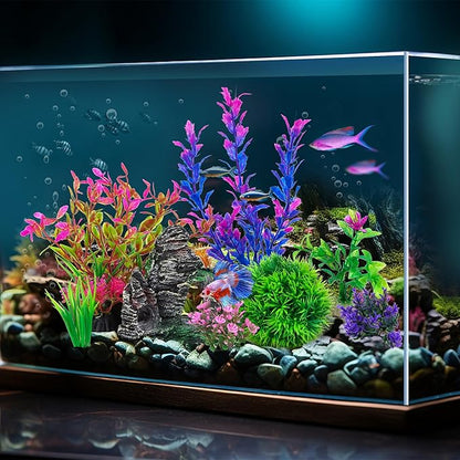 Ameliade Aquarium Artificial Plastic Plants Decorations and Rock Cave Decor Set - Image 8