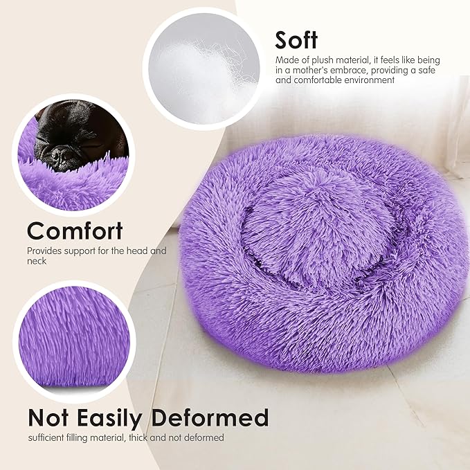 Dogs Bed for Small Dogs, Anti-Anxiety Washable Round Bed - Image 4