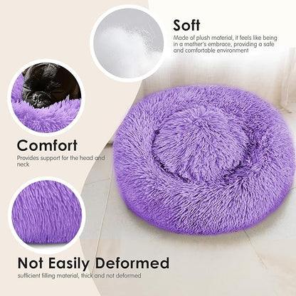 Dogs Bed for Small Dogs, Anti-Anxiety Washable Round Bed - Image 4