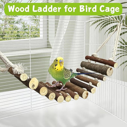 BNOSDM Wooden Bird Rope Ladders 2 Pcs Birds Ladder Bridge Toy Parrot Cage - Image 6