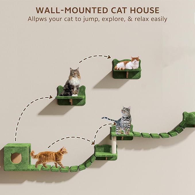 9-in-1 Cat Wall Shelves, Wall Mounted Cats Furniture Set - Image 4