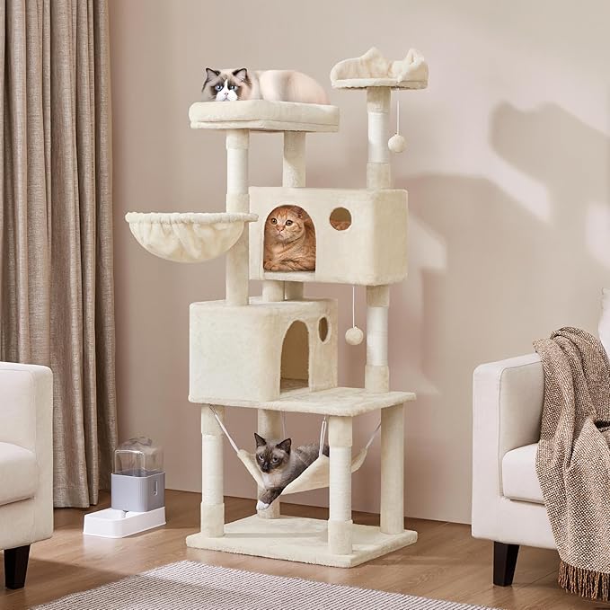 Yaheetech 64.5in Cat Tree Cat Tower Scratching Post, Plush Cover Cat Condo Bed - Image 2