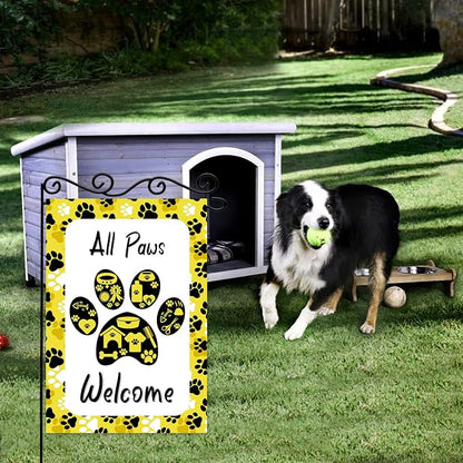 ALL Paws Welcome Garden Flag, Welcome to Cute Dog House Vertical Double Sided - Image 3