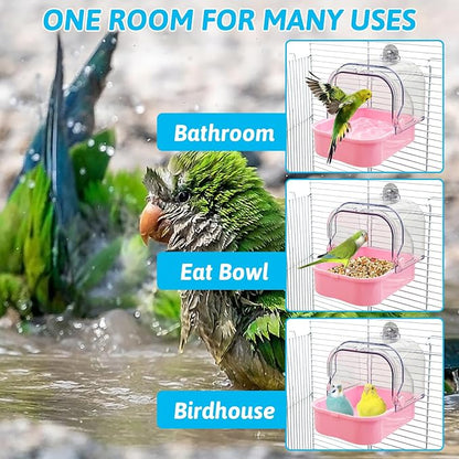 Tfwadmx Bird Cage Bath Hanging Parrot Bath Tub Water Shower Food Feeder Holder - Image 4