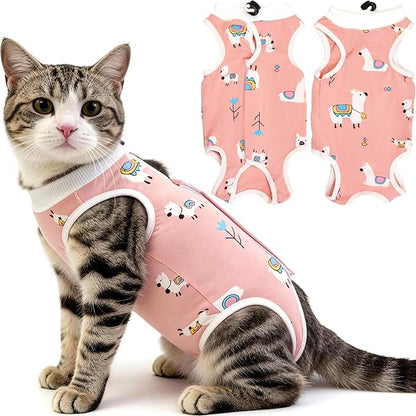 Cat Recovery Suit for Spay Abdominal Wounds, Breathable Cat Onesie for Cats by Hpetppy