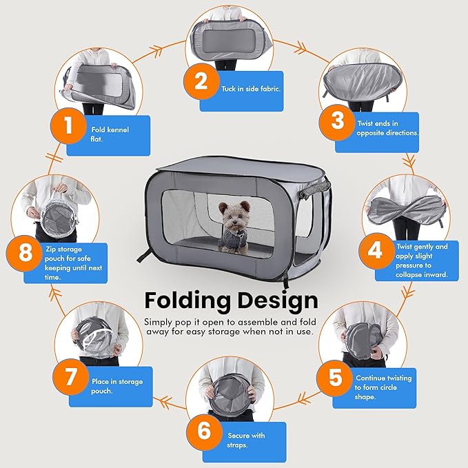 Beatrice Home Fashions Portable, Collapsible, Pop Up Kennel Travel Cat and Dog - Image 5