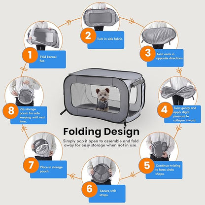 Beatrice Home Fashions Portable, Collapsible, Pop Up Kennel Travel Cat and Dog - Image 5