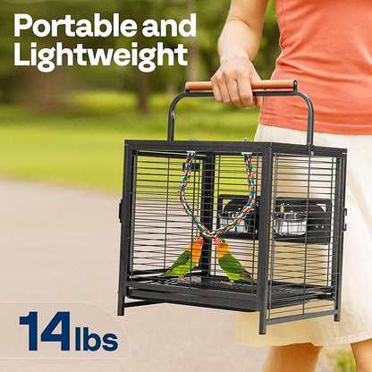 VIVOHOME 19 Inch Wrought Iron Bird Travel Carrier Cage - Image 2