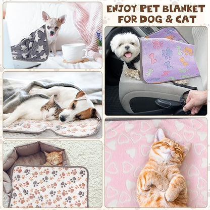 Chumia 40 Pcs Blankets Soft Fluffy Fleece Washable Pet Dog Sleep mat Paw Print - Image 5