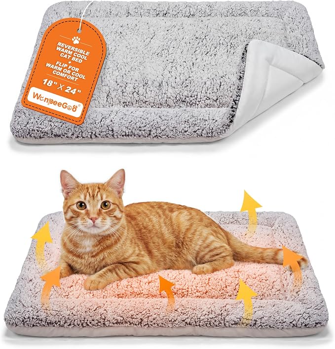 Self Warming Cat Bed, Reversible Warming Cooling Cat Bed, Winter Warm Cats Pad by WanpeeGoo