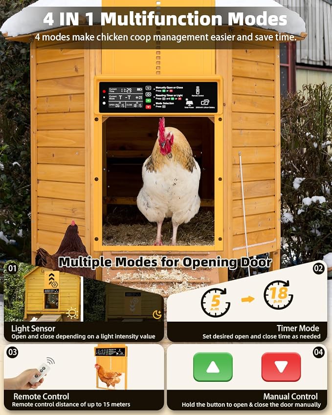 2025 Upgrade 7W Solar Power Chicken Door, Pet Deluxe Automatic Chicken Coop Door - Image 2