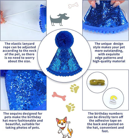 Blue Dog Birthday Party Supplies Pet Birthday Bandanas Boy Doggy Birthdays Hat - Image 7