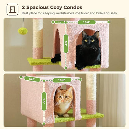 Flower Cat Tree, 62-Inch Tall Multi-Level Cat Tower - Image 3