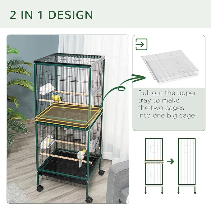 PawHut Large Bird Cage with 1.7 ft. Width - Image 3