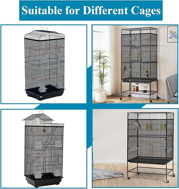 ASOCEA Large Bird Cage Seed Cather, Bird Cage Cover Adjustable Soft Airy Skirt - Image 5