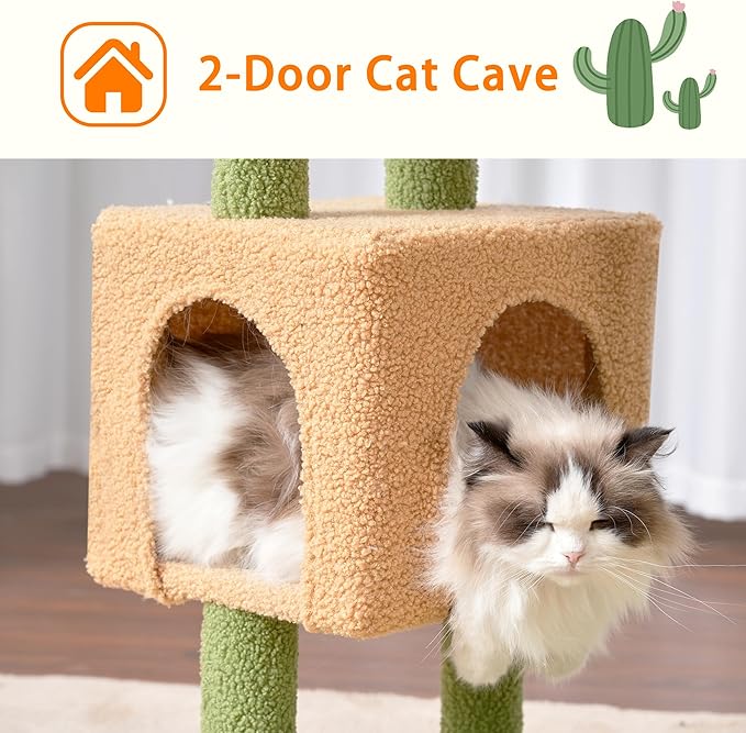 Heybly Cat Tree, 39.4 Inches Cactus Tower Condo - Image 6