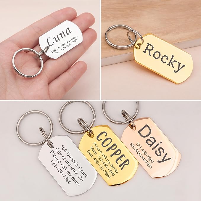 Anavia Personalized Pet ID Tags, Stainless Steel Glossy Laser Engraved Dog Cat - Image 3