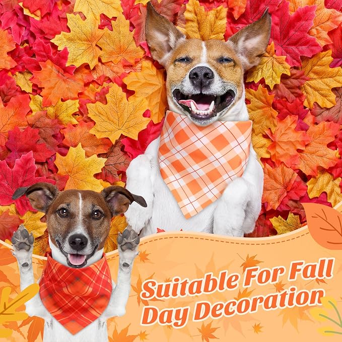 Weewooday 50 Pcs Thanksgiving Fall Dog Bandanas Bulk Plaid Bandanas - Image 2