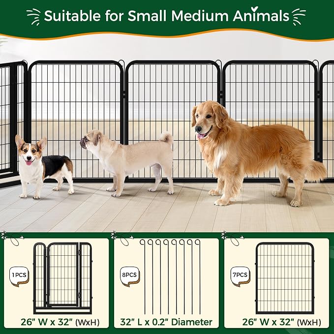 Yaheetech Dog Playpen Outdoor, 32 inch 8 Panels Dog Pen Indoor Heavy Duty Puppy - Image 5