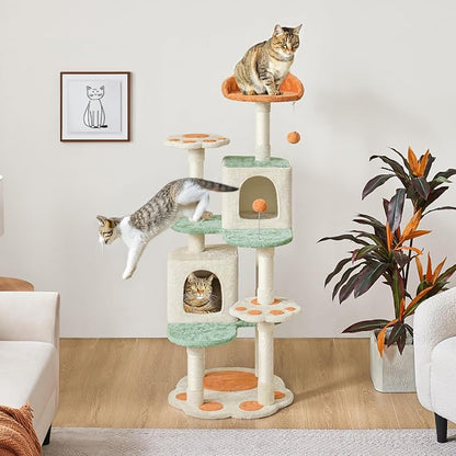 Yaheetech 57.5in Cat Tree Tower, Scratching Posts, 2 Condos and Dangling Balls - Image 3