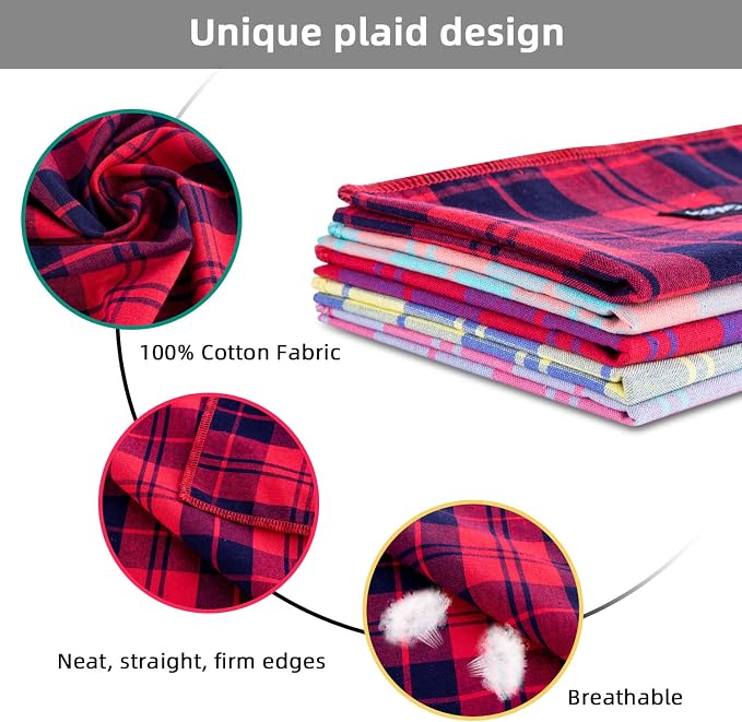 Dog Bandanas-5PCS Birthday Gift Puppy Bandana Vibrant Color Plaid Printing - Image 3