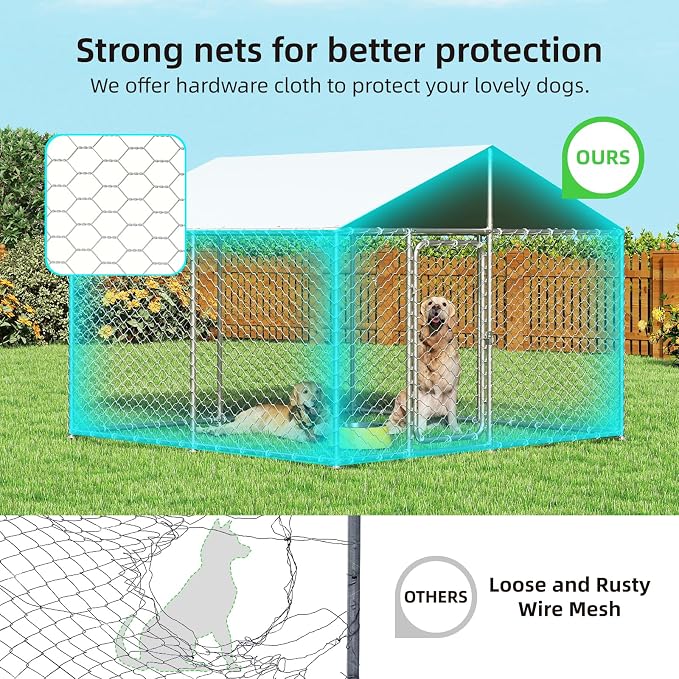 7.8'x7.8' Large Outdoor Dog Kennel, Heavy Duty Dog Enclosure - Image 2