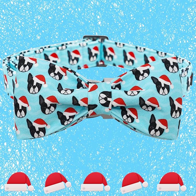 Dog Collar, Christmas Dog Collar Plaid Pet Collar Bow Holiday Bows Girl Boy - Image 3