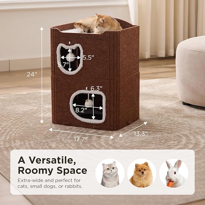 Joydeco Cat House for Indoor Cats, 2 Story Scratch Resistant Felt Cat Condo - Image 6