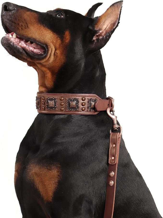 PET ARTIST Soft Padded Leather Dog Collar, 2 inch Wide Genuine Leather Dog - Image 7