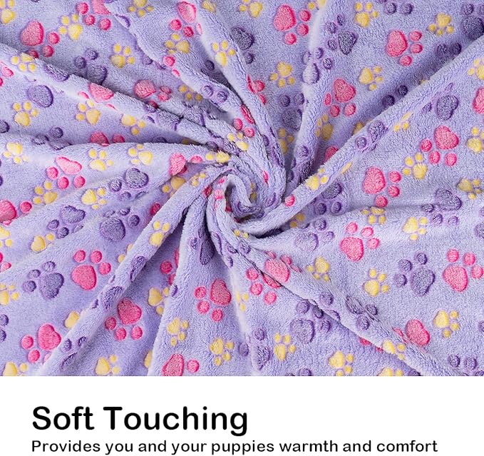 Dono 1 Pack 3 Dog Blankets for Small Dogs, Soft Fluffy Paw Print Pattern Fleece - Image 5