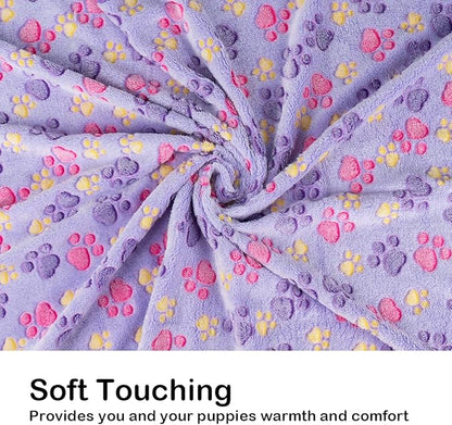 Dono 1 Pack 3 Dog Blankets for Small Dogs, Soft Fluffy Paw Print Pattern Fleece - Image 5