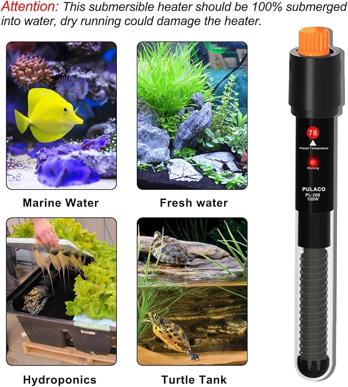 PULACO 100Watt Aquarium Heater for 15-25 Gallon Fish Tank, Adjustable - Image 4