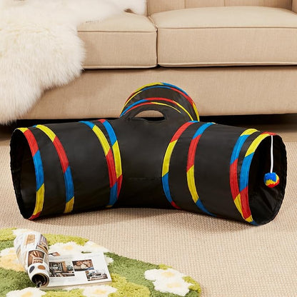 Tempcore Pet Cat Tunnel Collapsible Toy, 3-Way Kitty Tunnel - Image 2
