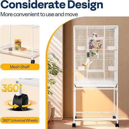 VIVOHOME 54 Inch Wrought Iron Large Bird Flight Cage - Image 4