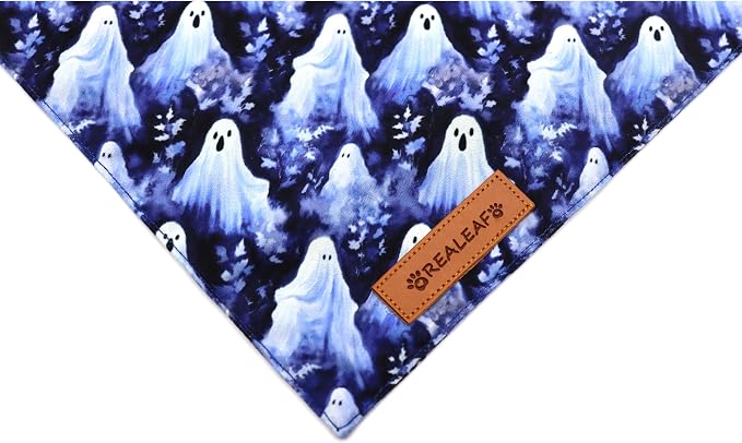 Realeaf Halloween Dog Bandanas 2 Pack, Pumpkins and Ghosts Pet Scarf - Image 5